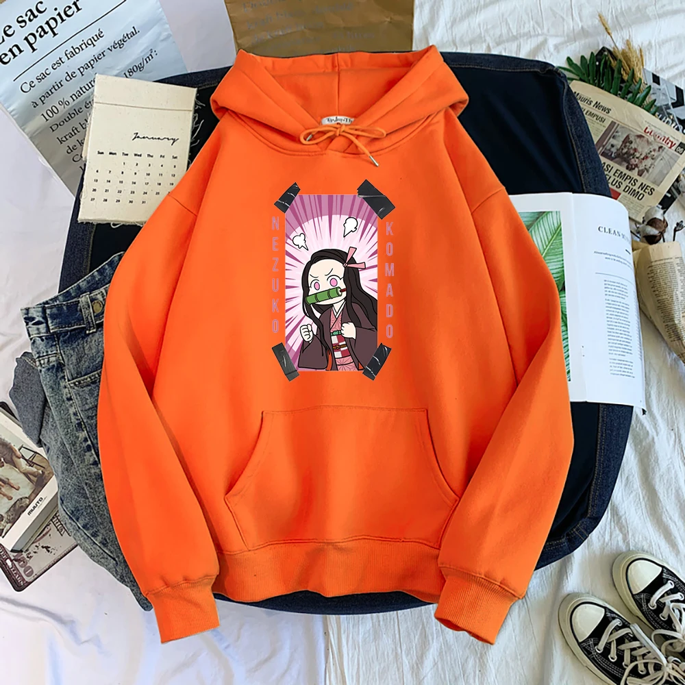 Demon Slayer Anime Kamado Nezuko Cartoons Hoody Cartoon Fashion Hoodie Cartoons Hip Hop Sweatshirt Pocket Loose Men Hoodies