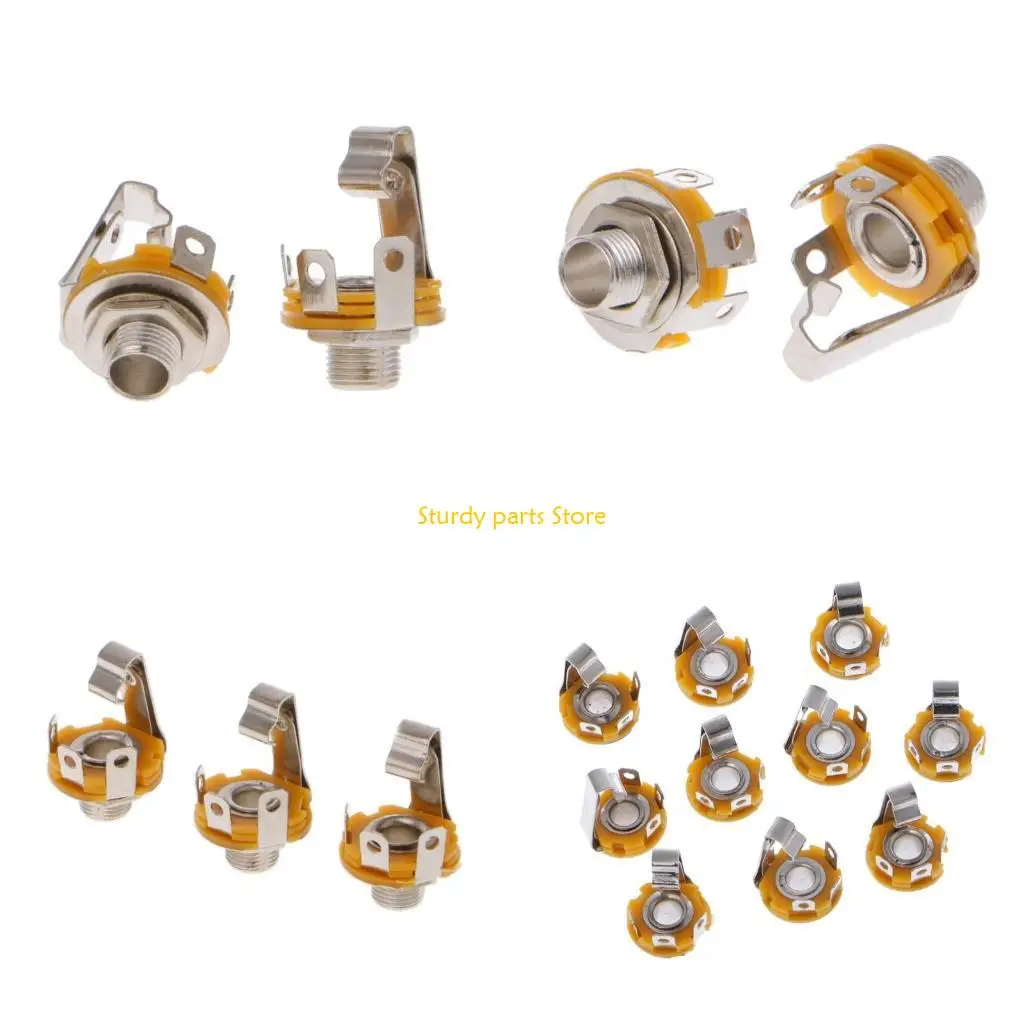 

97QC 10 Pcs 1/4 Inch 6.35mm Mono Socket Female Connector Panel Mount Solder