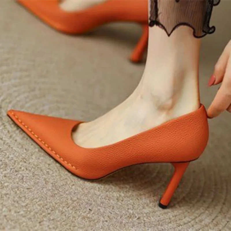 Women\'s Fashion Orange Pumps High Heels Party Ladies Sexy Green Office Heels