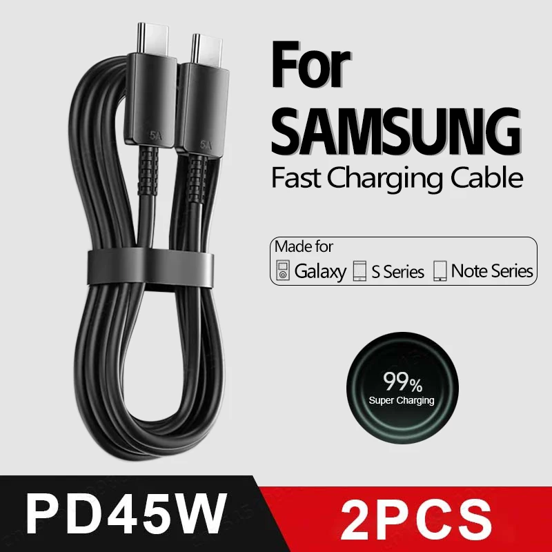 PD 45W USB Type C Cable For Samsung Galaxy S20 S21 S22 S23 Ultra Note 10 5G 20 A53 A54 Super Fast Charging USB C Data Cable