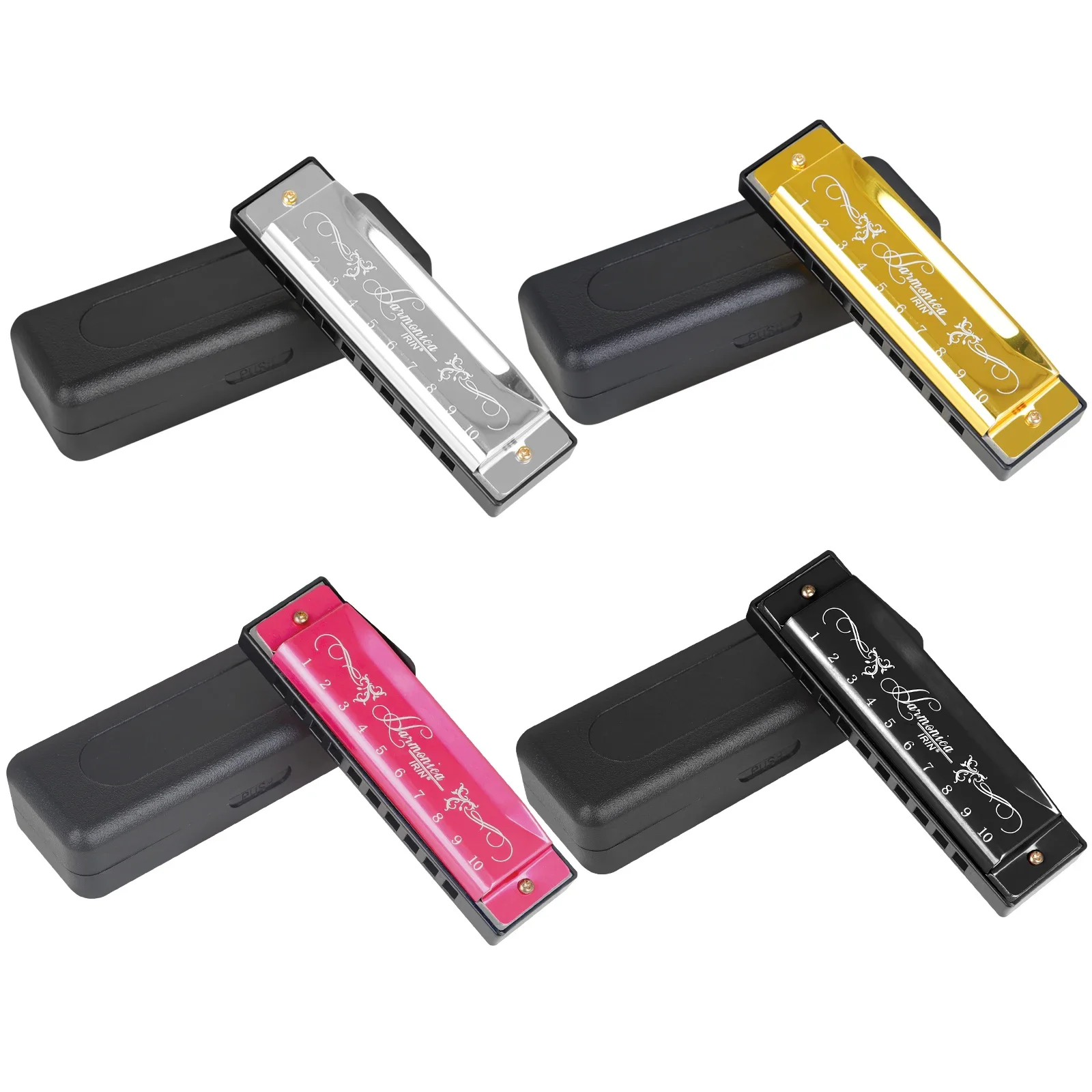 IRIN 10 Hole 10 Tone Woodwind Instrument Harmonica Colorful C Key Harmonica Suitable for Beginners Teaching Playing Gift