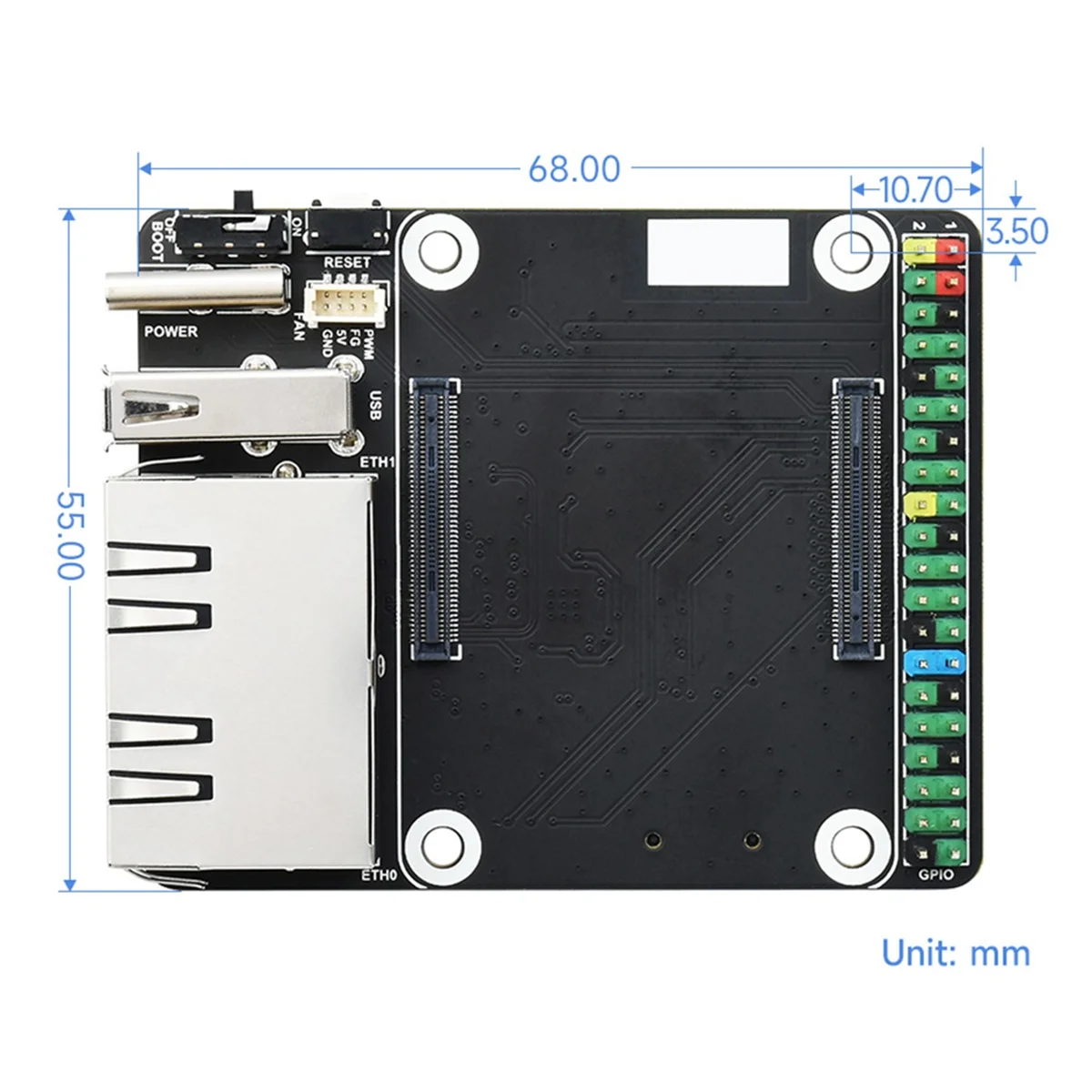 CCDD MINI Dual Ethernet CM4 Carrier Board dla RPI Compute Module 4 Lite EMMC Expansion Base Board