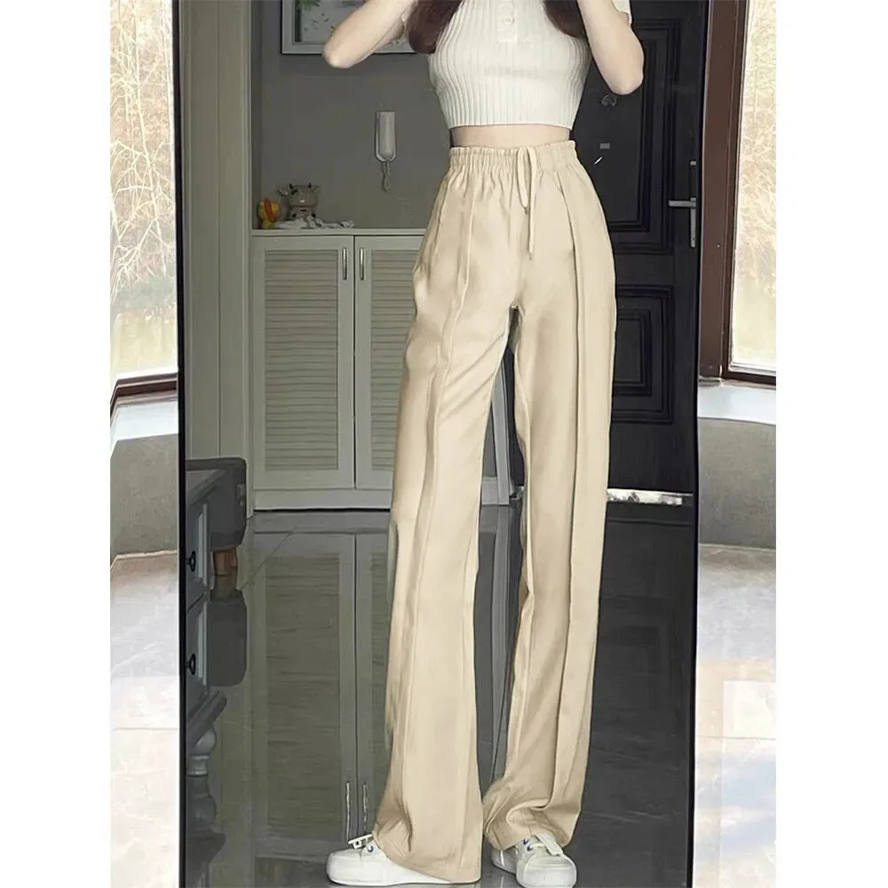 High Waist Vintage Casual Y2k Street Style Straight Trousers Female Korean Harajuku Aesthetic Goth Wide Pants Solid Loose Pants