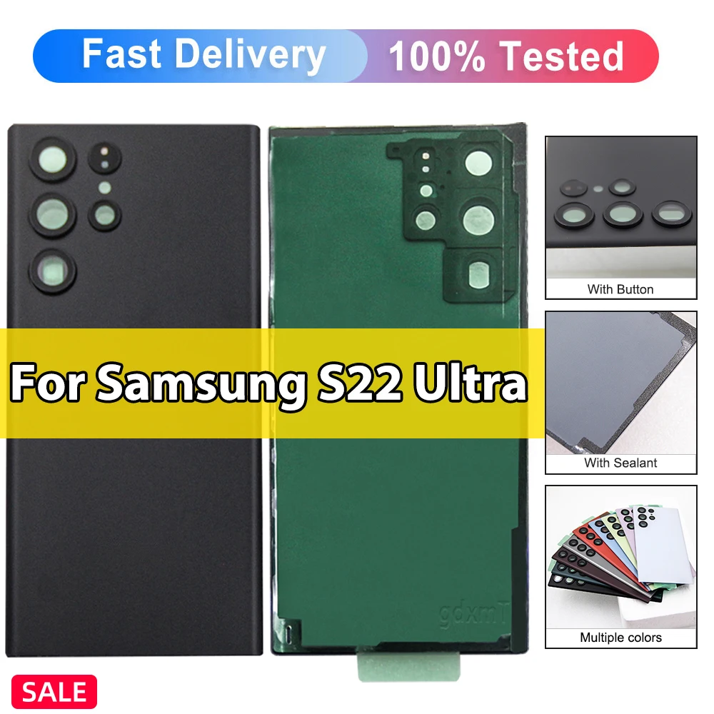 Samsung S22 Ultra 5G S908B S908B/DS cubierta trasera de batería S22Ultra cubierta de batería puerta trasera carcasa Panel funda piezas de lente de cámara