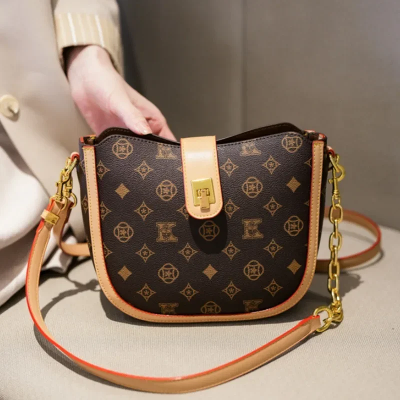 

‌French Vintage Saddle Bag Women 2025 Summer Luxury Floral Print Crossbody Purse Trendy Boho Designer Handbag for Everyday