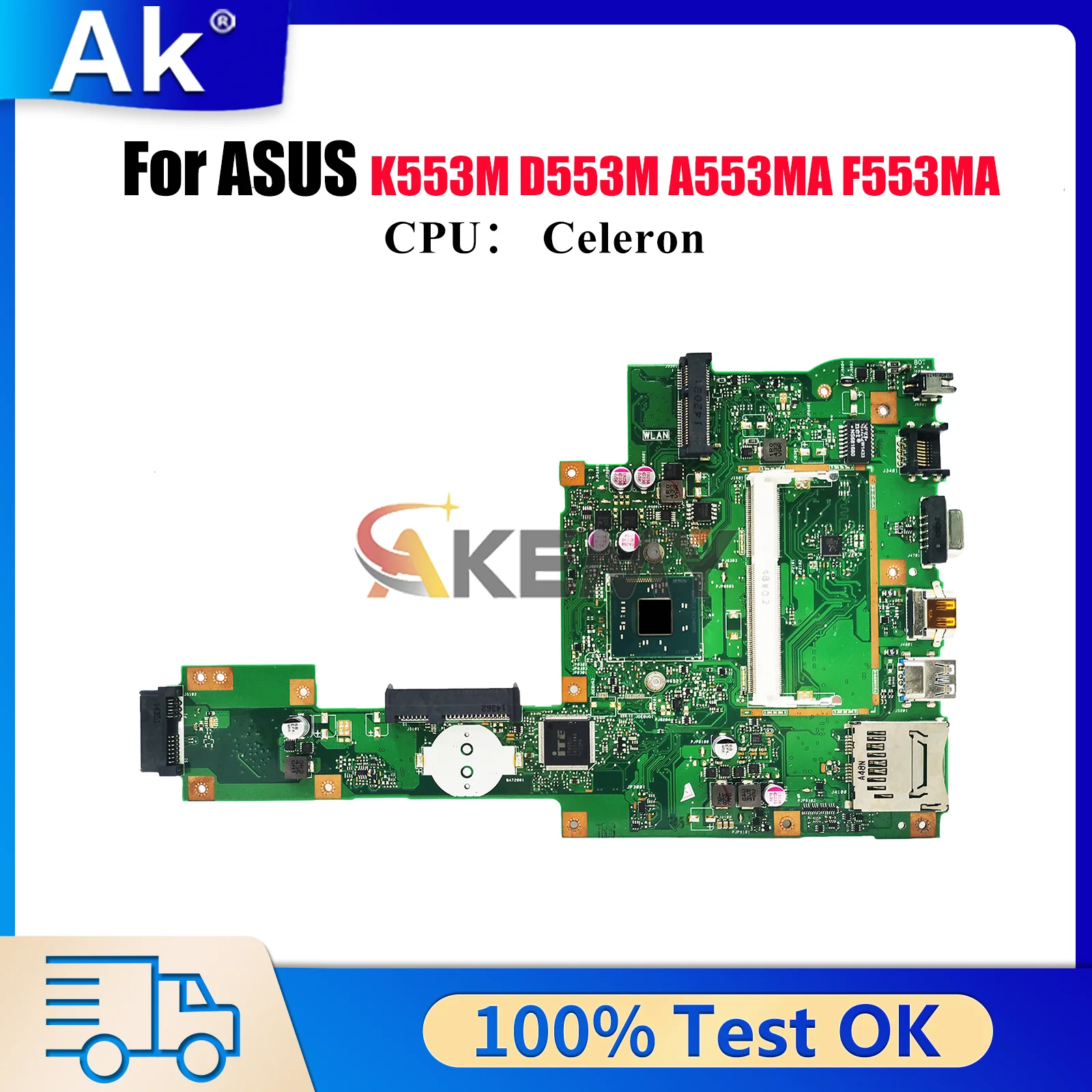 

X553MA Материнская плата для ноутбука ASUS VivoBook X553MA X553M F553MA K553M D553M A553MA Материнская плата с процессором Celeron 100% тесты OK stk