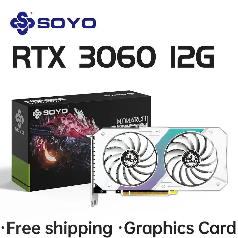 SOYO New Gaming Graphics Cards NVIDIA GeForce RTX 3060 12GB GDDR6 192 Bit Desktop Computer Components