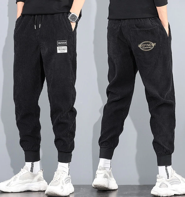 

Вельветовые мужские повседневные брюки, свободный крой, осенне-зимняя рабочая одежда, брюки, модный бренд, молодежные витали, с эластичной резинкой на талии