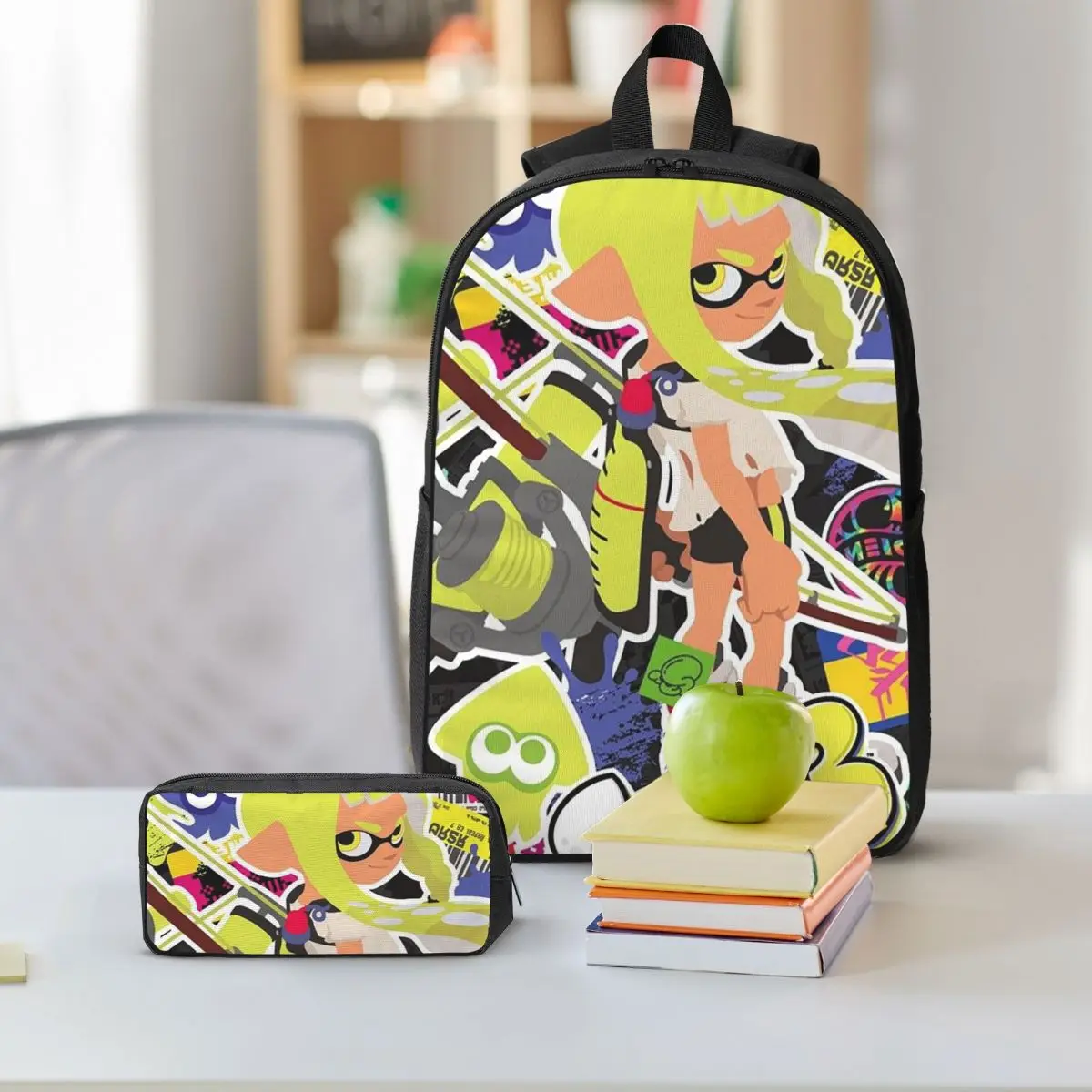 Cartoon Popular Splatoon 3 Game Backpack Boys Girls BookBag School Bag Shoulder Bags 3ps Insulated Lunch Bag Pencil Case