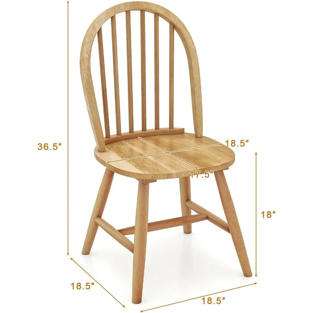 Safeplus 18" eiken eetkamerstoelen set van 6, houten Windsor-stoel met spindelrug voor landelijke boerderij keukeneiland