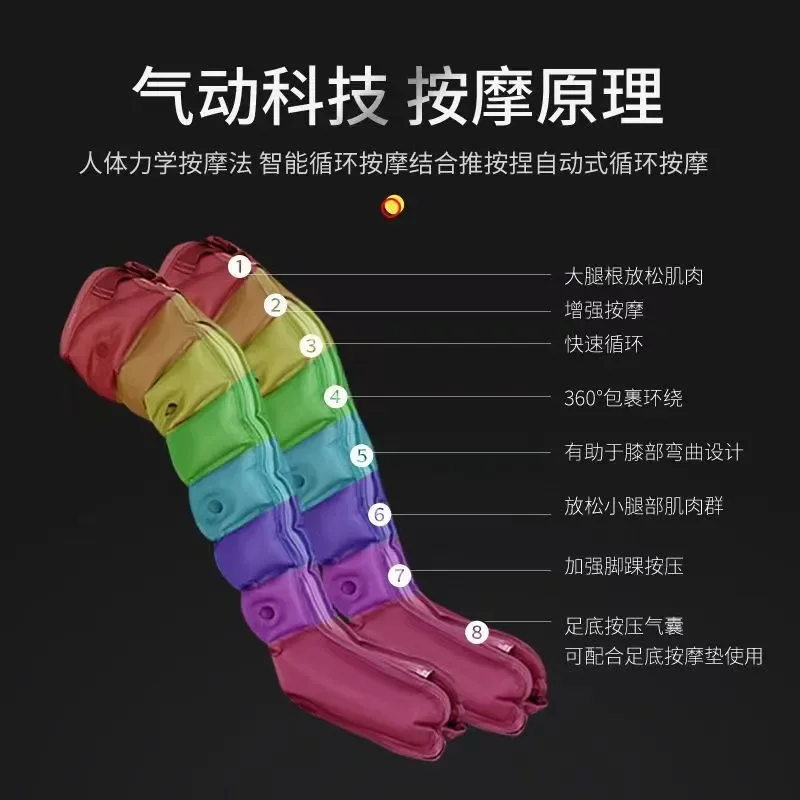 Air Pressure Leg Massager Pneumatic Foot Calf Massage Device Lower Limb Circulation Therapy Instrument for Home Relaxation