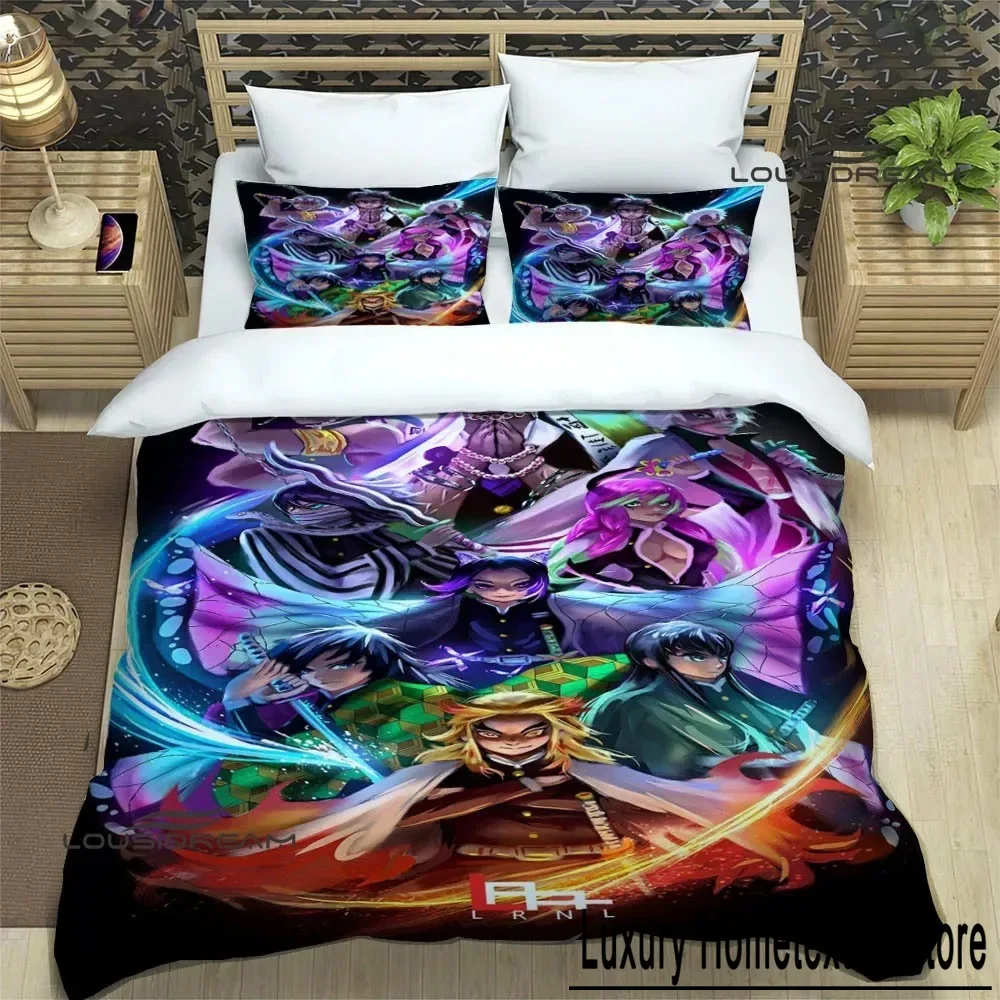 Demon Slayer Printed Bedding Sets exquisite bed supplies set duvet cover bed comforter set bedding set luxury birthday gift