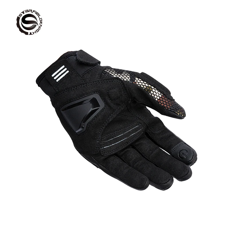 SFK Black Motorcyle Gloves Summer Mesh Breathable Carbon Fiber Shock Absorption Protection Full Finger Motorbike Riding Gloves