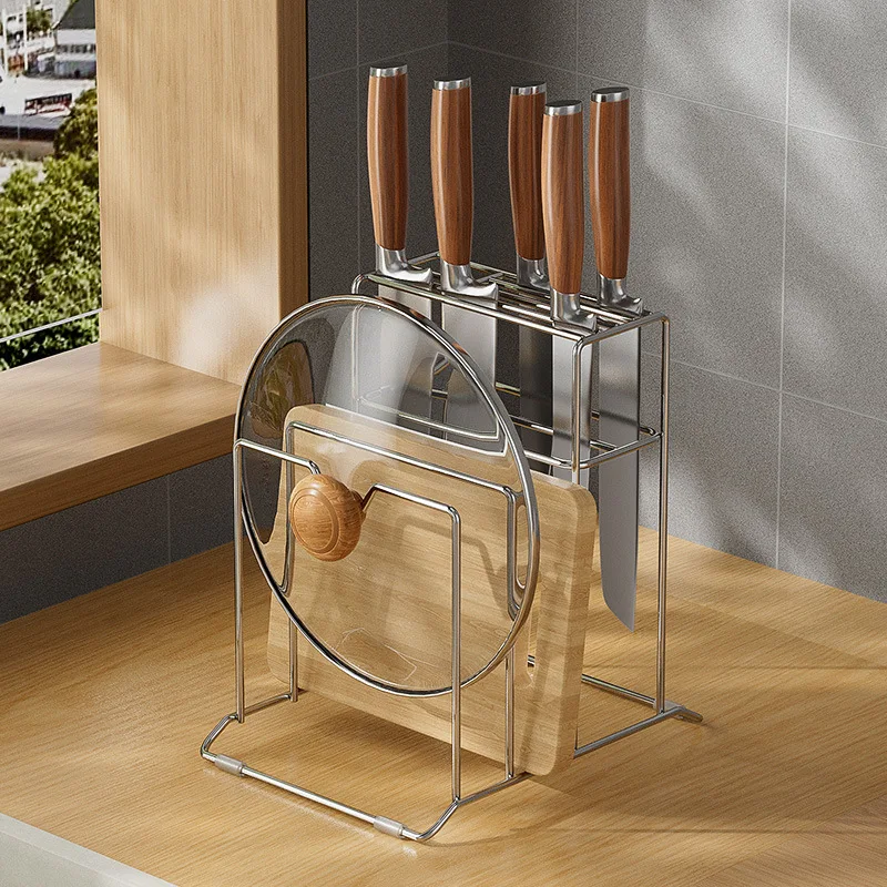 Stainless Steel Cutting Tools, Kitchen Storage, Household Cutting Board Integrated Multifunctional Storage Rack