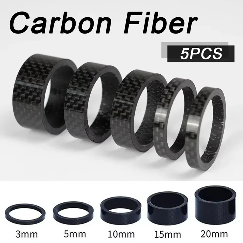 

5PCS Bicycle Carbon Fiber Spacer 3/5/10/15/20mm MTB Headset Washer 28.6mm Fork Tube Spacer Mountain Bike Accessories