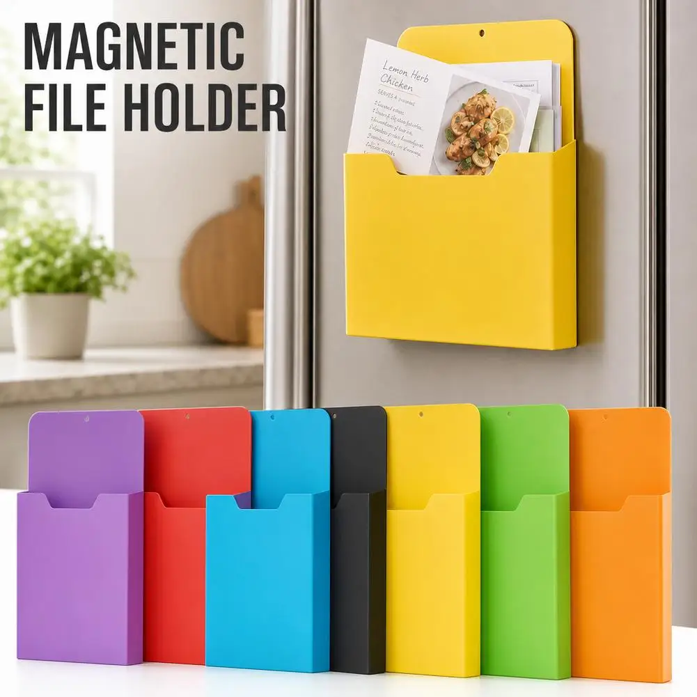 Magnetic Wall File Organizer Magnetic File Holder Refrigerator Magazine Holder for Mail Letters Paper Document Storage Rack