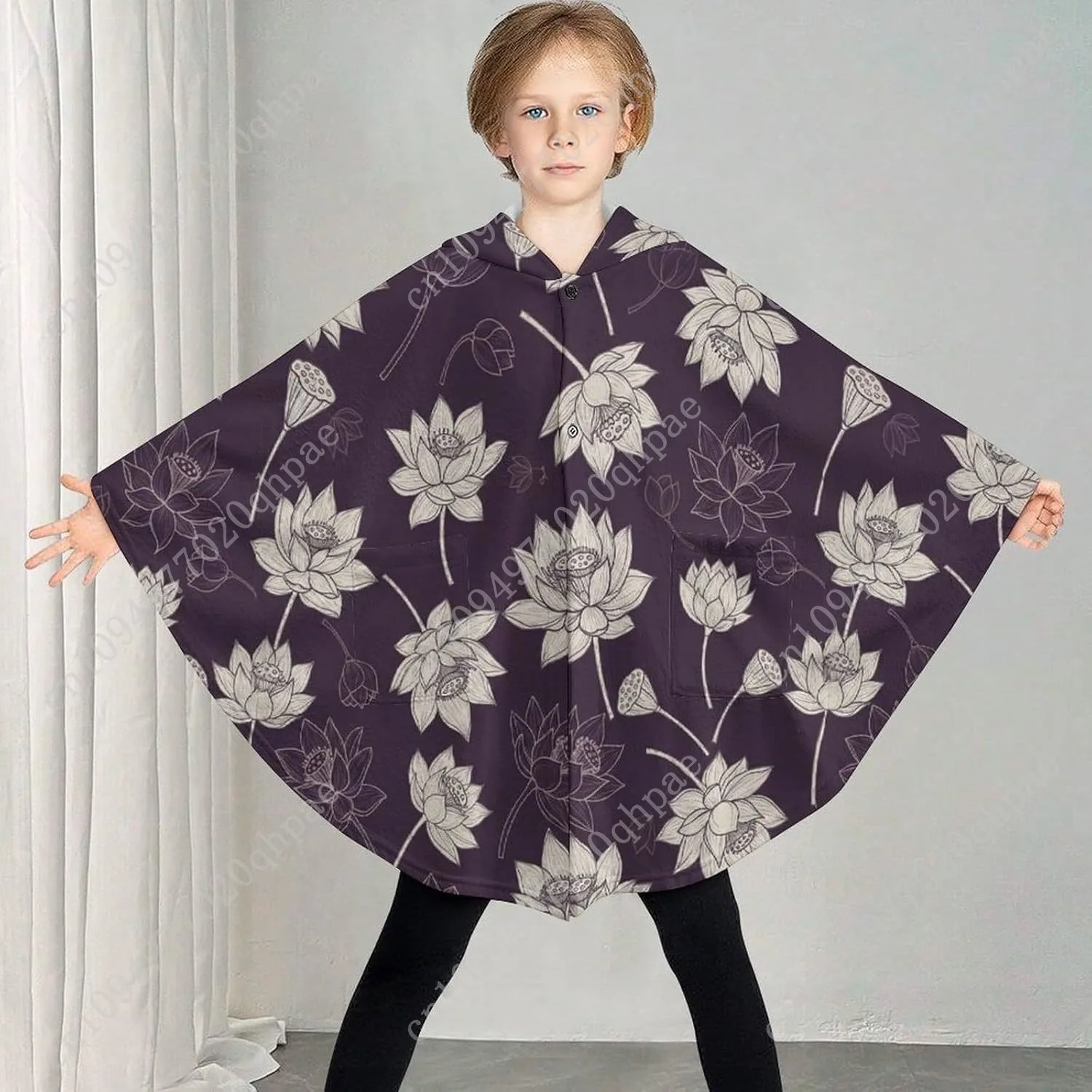 سترة بطانية مريحة من الفلانيل، سترة بقلنسوة كبيرة الحجم مع جيوب للأطفال والمراهقين #2