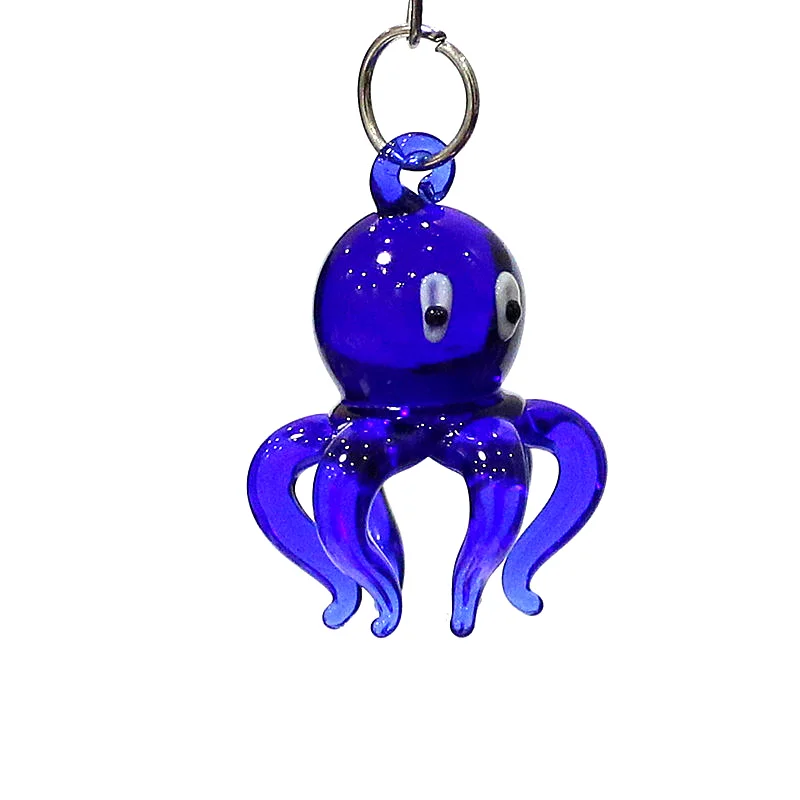 Mini estatuilla colgante de pulpo de cristal para niños, decoración de acuario hecha a mano, lindo Animal marino, pequeña estatua, adorno, regalos