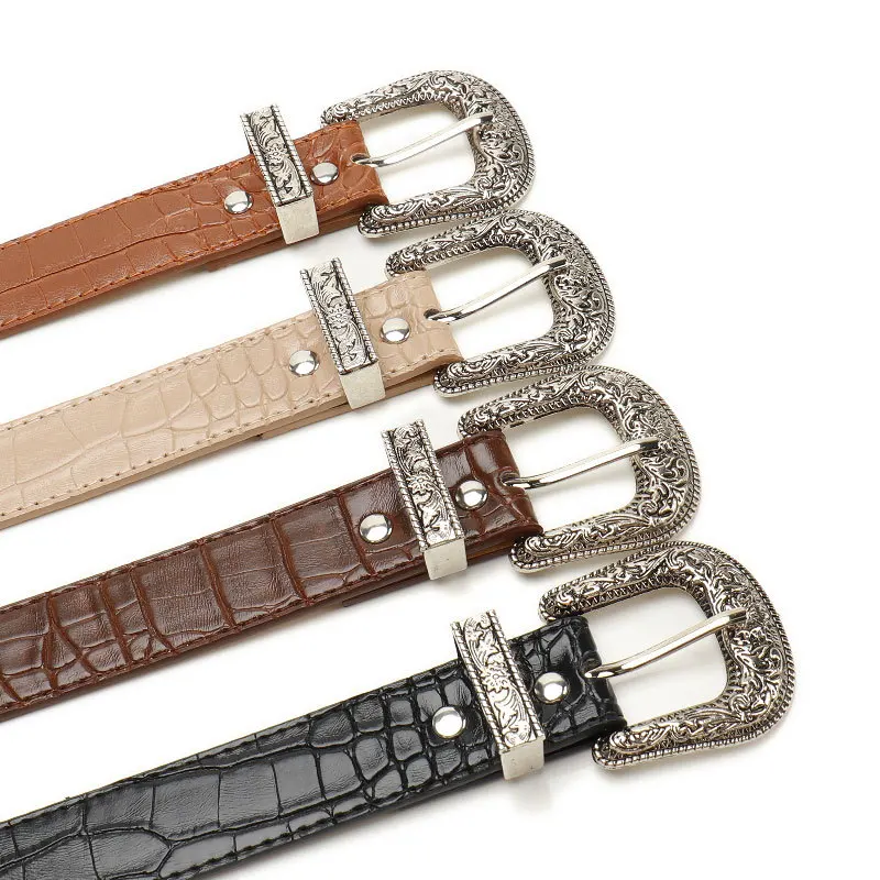 القوطية الرجعية المرأة حزام أسود موضة جينز غير رسمي اكسسوارات حزام الهيب هوب Y2k الفتيات دبوس مشبك بولي Leather حزام من الجلد