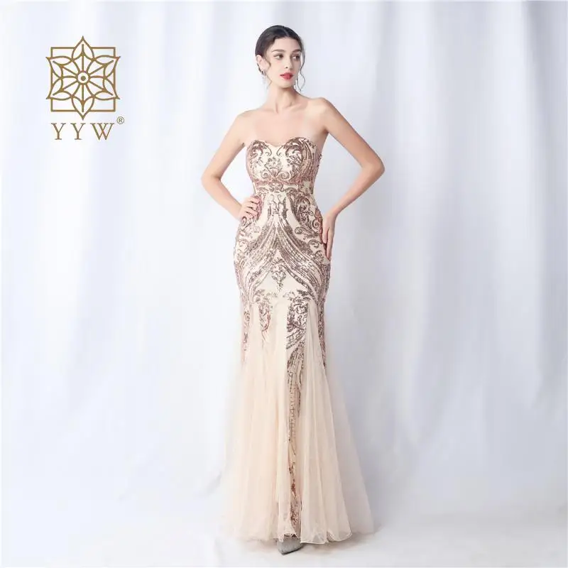 Shinny Gold Sequined V Neck Sleeveless Elegant Evening Dresses Sexy Robe De Soiree Formal Dress Luxury Mesh Club Party Vestidos