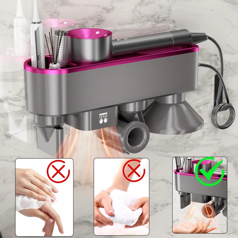 For Dyson Xiaomi Hair Dryer Storage Hanger Change Into Automatic Hand Dryer Wall Mounted Holder Without Drilling Rack Bathroom