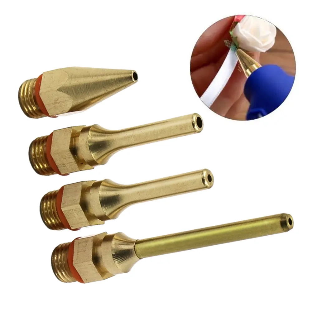 

4pcs Hot Glue Fine Nozzle Set Copper Tube Nozzle Repair Tool Glue Sprayer Part Built-In Anti-Drip Steel Ball High Quality