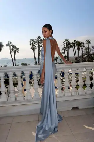 halter top wedding dresses plus size Ever-Pretty Chic Neck Chiffon Midi Semi Formal Dress Occasion Dress 2025 Womens Spring Plaid&Plain Men's Stretch Dress around 48.5 Length:XL