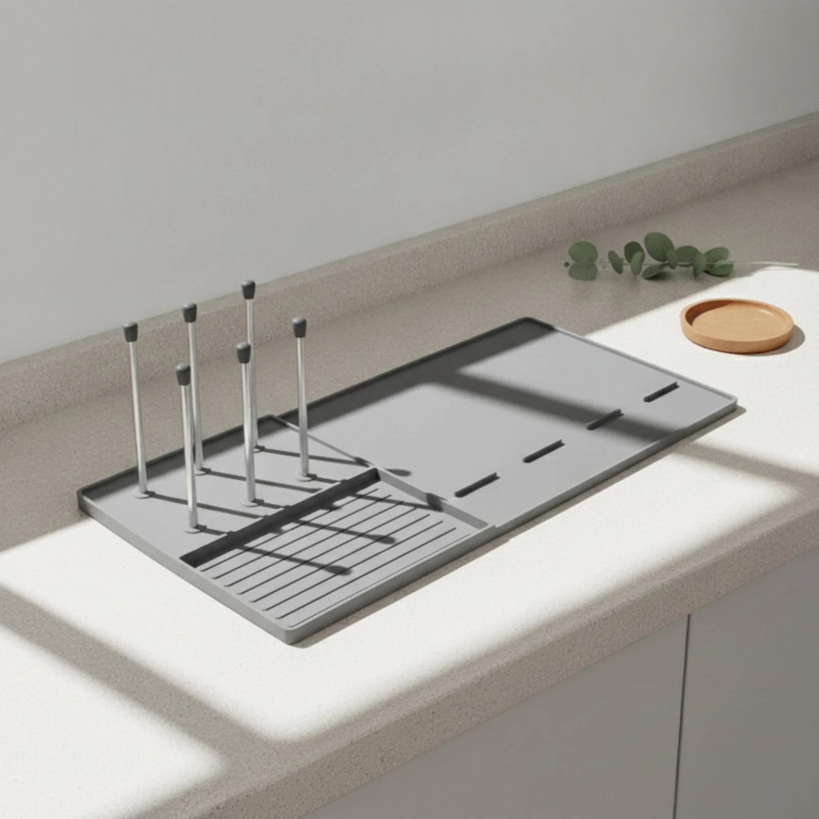 Silicone Mini Fridge Mat Easy to Clean spillCatching Tray with Cup Holders Silicone Mat with Raised Edges Heavy Duty