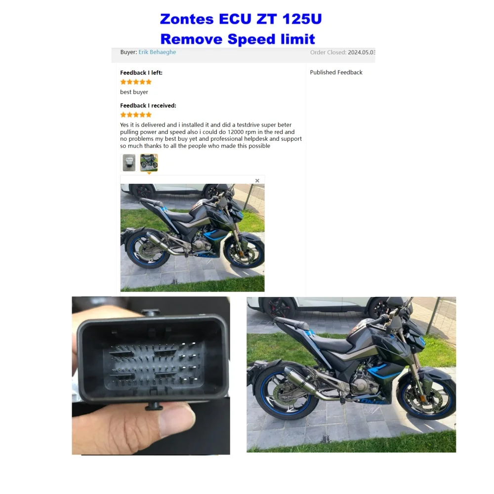 ECU ZT 125U  Remove Speed Limit zontes u-125  Mse6.0 Version  For Zontes 125U
