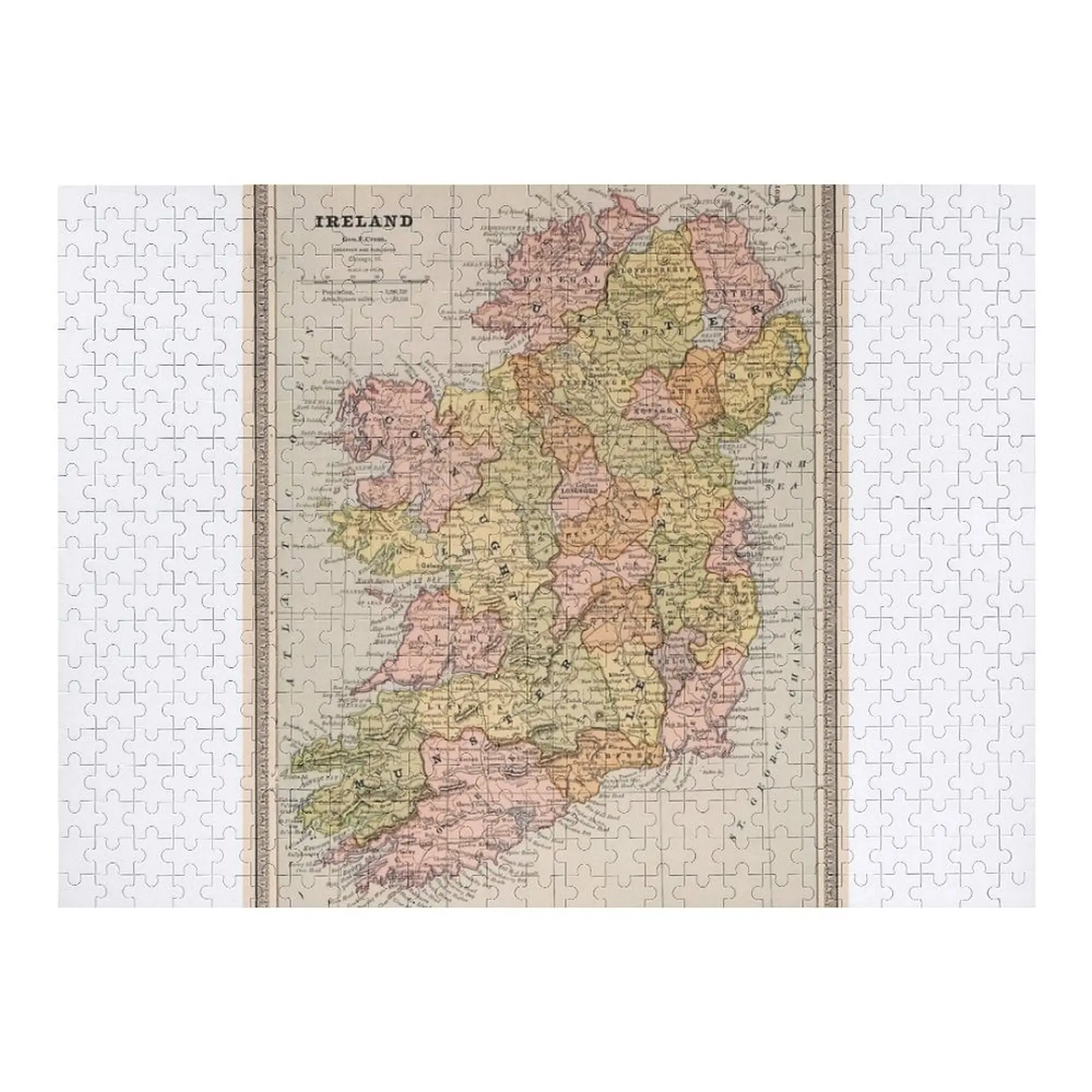 

Винтажная карта Ирландии 1883, головоломка, персонализированная для детей, фото, персонализированная головоломка на заказ