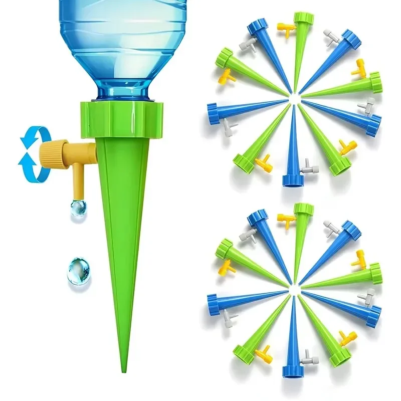 32/64pcs Auto Adjustable Drip Spike Water Bottle Irrigation System Self Dripper Automatic Device Indoor Plant Flower Greenhouse