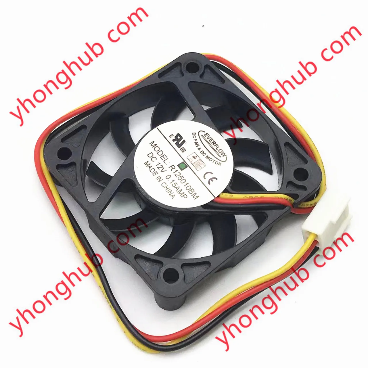 Everflow R125010BM DC 12V 0.15A 50x50x10mm 3-wire Server Cooling Fan