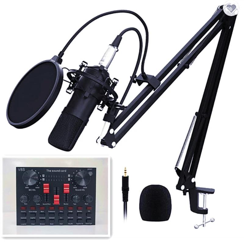 Hot Seller USB V8 Sound Card Studio Recording BM800 Condenser