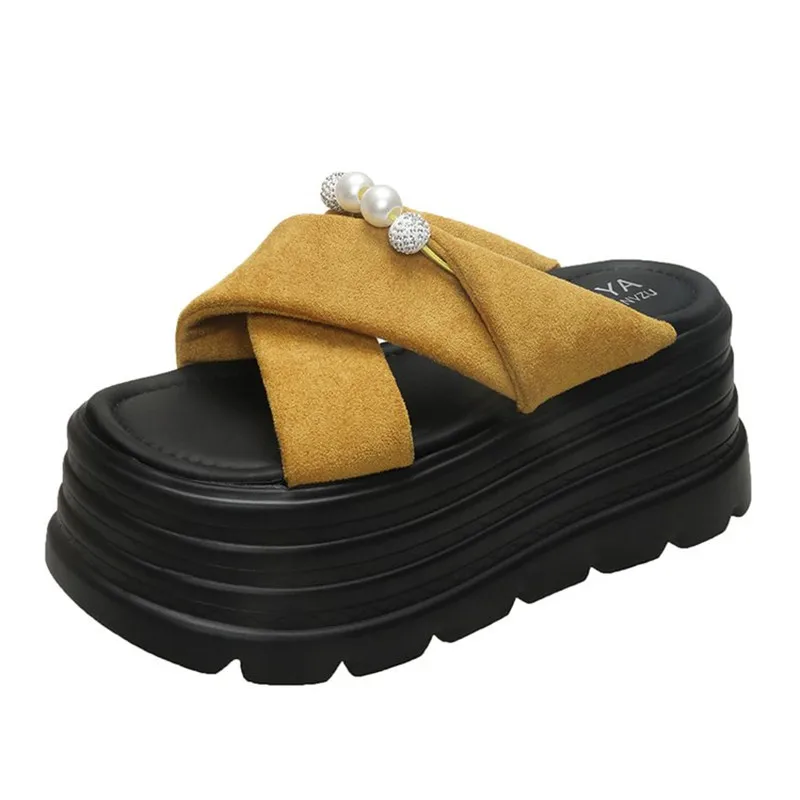 أحذية مصممين النعال النسائية منصة الشرائح الصخر الزيتي الإناث 2025 Sabot الصيف أحذية الشاطئ السيدات النعال صنادل أرضية النساء #4