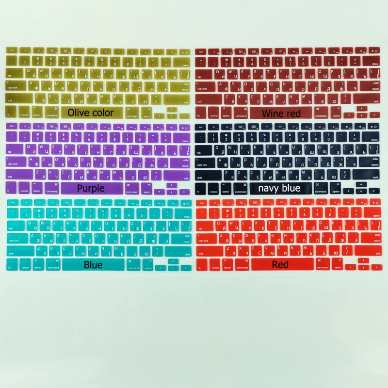 

Чехол с русской клавиатурой для 13-дюймового MacBook Pro Air, силиконовая однотонная Защитная пленка для клавиатуры