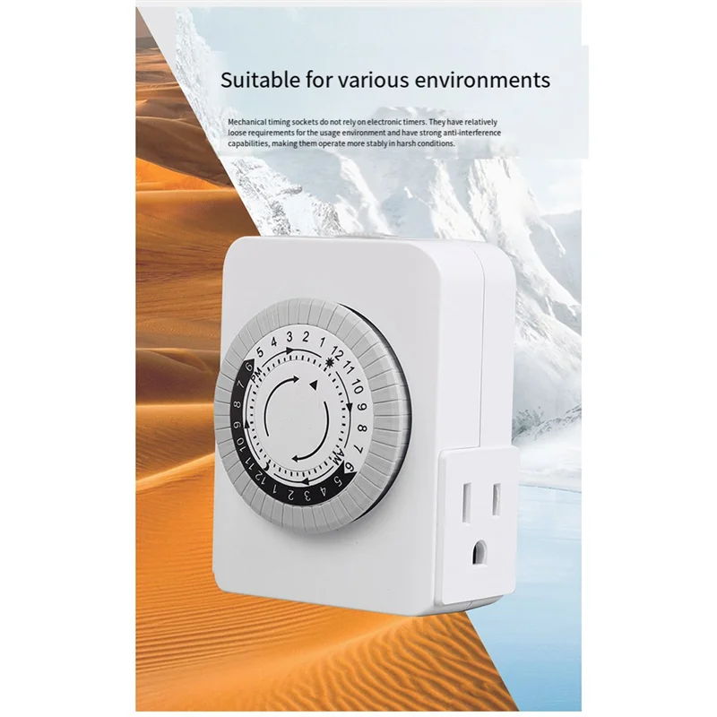 【IN  Stock】Auto Power Off Mechanical Switch Timer Socket US Plug 24H Cycle For Home Appliances Control Motorcycle Charging Timer