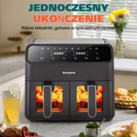 Sinaopus Hot Air Fryer 2000W 9L XXL Air Fryer with Dual Chambers Timer LED Touchscreen Electric Air Oven Free-oil Family size