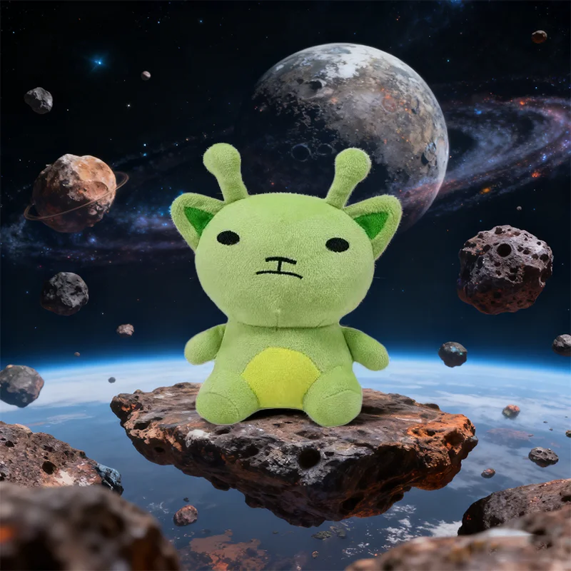 

22CM New Bogur Alien Cat Plush Toy Kawaii Furry Green Alien Cat Soft Stuffed Cartoon Space Pet Animal Kids Fans Collection Gifts