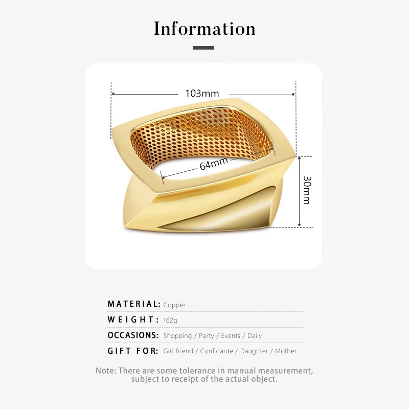 IVOG Gold Color Irregular Bangle For Women Copper 18K Gold Plated Fashion Jewerly Elegant  Party Gift Official-Website