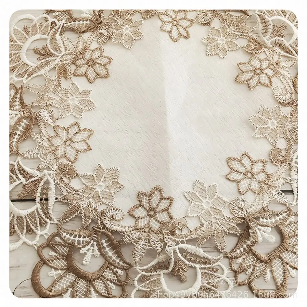 Elegant Polyester Embroidery Placemat Round Lace Table Mat Decorative Coaster Minimalist Dining Accessories For Home