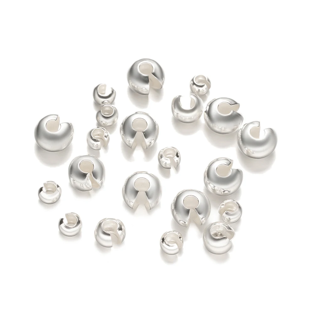 

10pcs 925 Sterling Silver Open Covers Crimp End Beads Stopper Spacer For DIY Bracelet Necklace Jewelry Making Findings Supplies