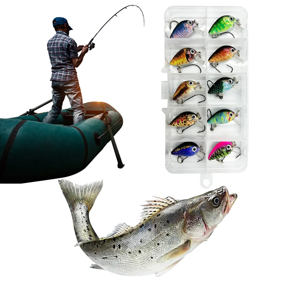 

10pcs 28mm Minnow Fishing Lure 3D Eyes Crankbait with Hook Topwater Artificial Wobbler Fishing Accessories for Trout Carp Bass