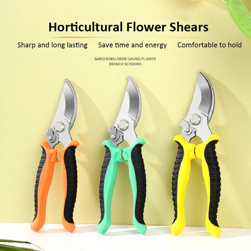 Tijeras de podar de acero inoxidable, tijeras de jardinería multifuncionales, ramas de flores de huerto, ramas de injerto, herramientas de corte