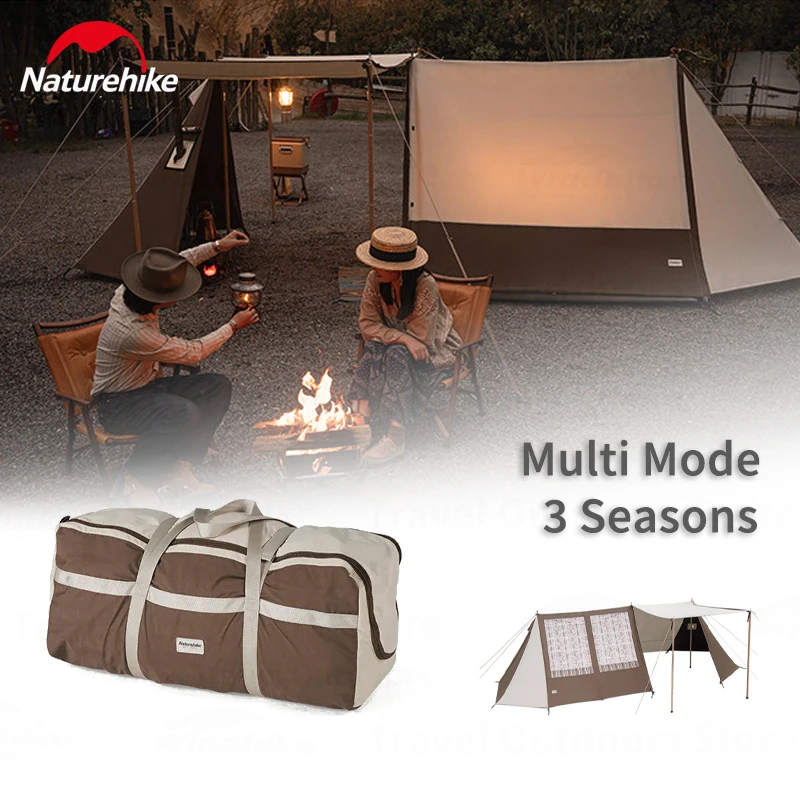 Naturehike Retro Camping Tent 3 Season Tent Outdoor Cotton Canopy Awning Shelter Family Multi Mode Travel Tents With Chimney