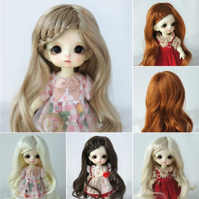 OB11  Doll wigs   JD204  5-6inch  13-15 CM   4-5inch 11-13cm  Lady Braids Long Wave synthetic mohair 1/8 OB11 1/12 BJD Hair