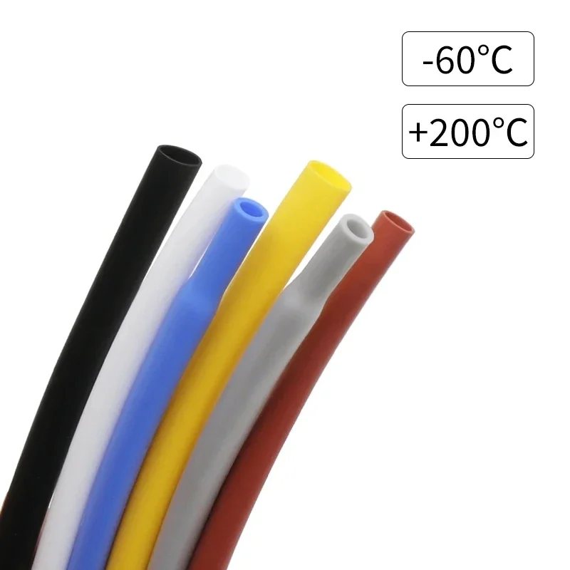 Silicone Heat Shrink Tube 0.8~30mm Diameter Flexible Cable Sleeve Insulated 2500V High Temperature Soft DIY Wire Wrap Protector