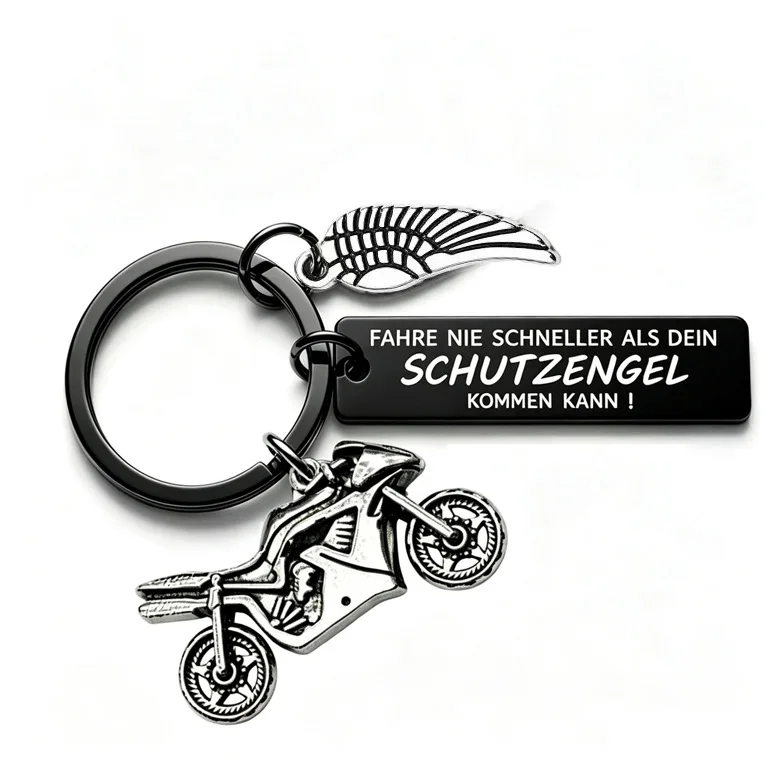 Motorcycle Guardian Angel Wing Charm Keychain Gift  Motorcycle Key Ring ,Gift for Motorcycle Lovers