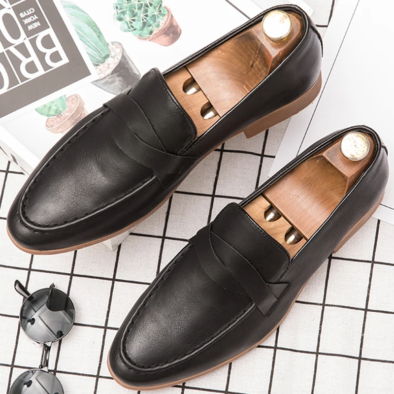 

Classic Formal Leather Shoes Men Office Social Loafers High Quality Casual Business Wedding Leather Shoes Men's Dress Shoes
