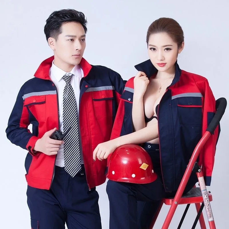 

Long Sleeve Color Block Workwear Set for Men And Women Wear Resistant Spring Autumn Construction Site Labor Protection Clothes