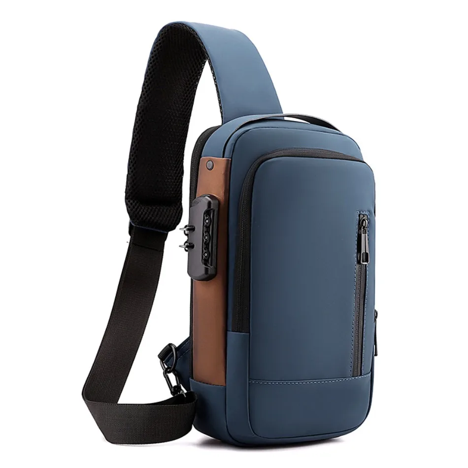 

Fashion Business Shoulder Crossbody Anti-theft Password Lock Men's Chest Bag with USB Charging Interface Travel Shoulder Bag Man